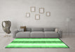 Machine Washable Abstract Emerald Green Contemporary Area Rugs in a Living Room,, wshcon2555emgrn