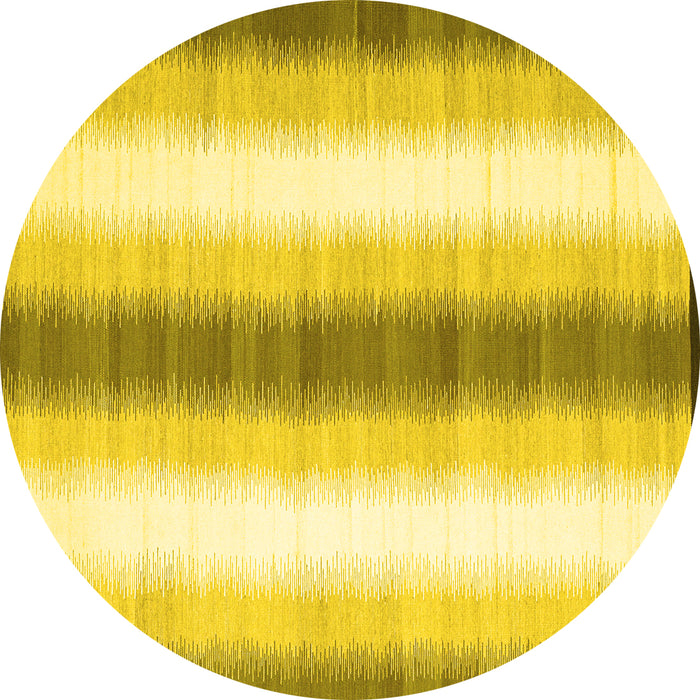 Round Abstract Yellow Contemporary Rug, con2555yw