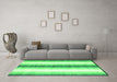 Machine Washable Abstract Green Contemporary Area Rugs in a Living Room,, wshcon2555grn