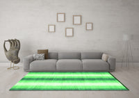 Machine Washable Abstract Green Contemporary Rug, wshcon2555grn