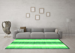 Machine Washable Abstract Green Contemporary Area Rugs in a Living Room,, wshcon2555grn