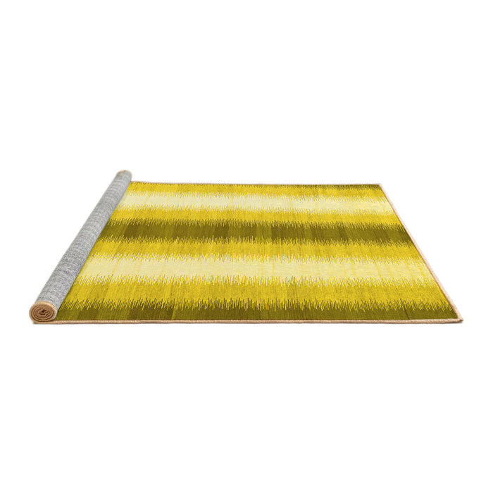 Sideview of Machine Washable Abstract Yellow Contemporary Rug, wshcon2555yw