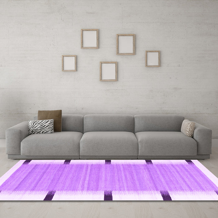 Machine Washable Abstract Purple Contemporary Area Rugs in a Living Room, wshcon2556pur