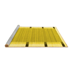 Sideview of Machine Washable Abstract Yellow Contemporary Rug, wshcon2556yw