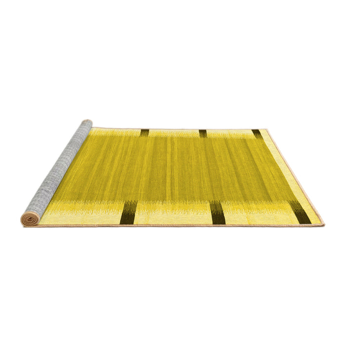 Sideview of Machine Washable Abstract Yellow Contemporary Rug, wshcon2556yw