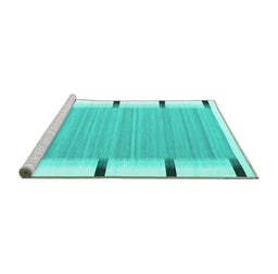 Sideview of Machine Washable Abstract Turquoise Contemporary Area Rugs, wshcon2556turq
