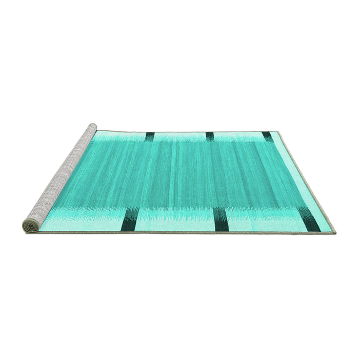 Sideview of Machine Washable Abstract Turquoise Contemporary Area Rugs, wshcon2556turq