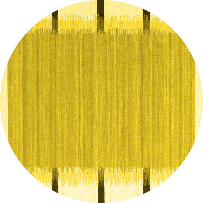 Round Abstract Yellow Contemporary Rug, con2556yw