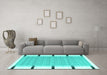 Machine Washable Abstract Turquoise Contemporary Area Rugs in a Living Room,, wshcon2556turq