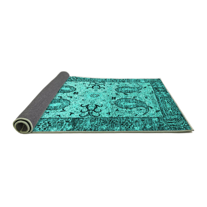 Sideview of Abstract Turquoise Contemporary Rug, con2557turq