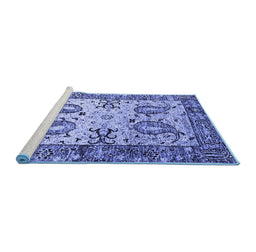 Sideview of Machine Washable Abstract Blue Contemporary Rug, wshcon2557blu