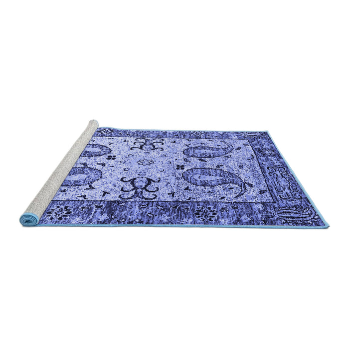Sideview of Machine Washable Abstract Blue Contemporary Rug, wshcon2557blu