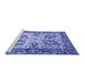 Sideview of Machine Washable Abstract Blue Contemporary Rug, wshcon2557blu