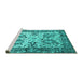 Sideview of Machine Washable Abstract Turquoise Contemporary Area Rugs, wshcon2557turq