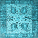 Square Machine Washable Abstract Light Blue Contemporary Rug, wshcon2557lblu