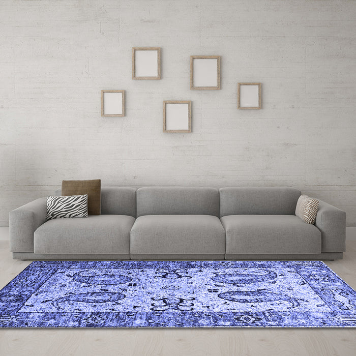 Machine Washable Abstract Blue Contemporary Rug in a Living Room, wshcon2557blu