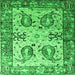 Round Machine Washable Abstract Green Contemporary Area Rugs, wshcon2557grn