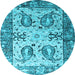 Round Abstract Light Blue Contemporary Rug, con2557lblu