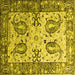 Square Machine Washable Abstract Yellow Contemporary Rug, wshcon2557yw