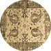 Round Machine Washable Abstract Brown Contemporary Rug, wshcon2557brn