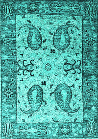 Abstract Turquoise Contemporary Rug, con2557turq