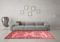 Machine Washable Abstract Red Contemporary Rug, wshcon2557red