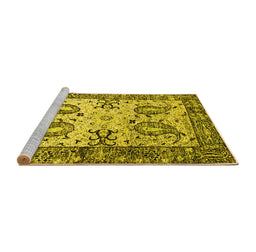 Sideview of Machine Washable Abstract Yellow Contemporary Rug, wshcon2557yw