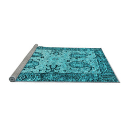 Sideview of Machine Washable Abstract Light Blue Contemporary Rug, wshcon2557lblu