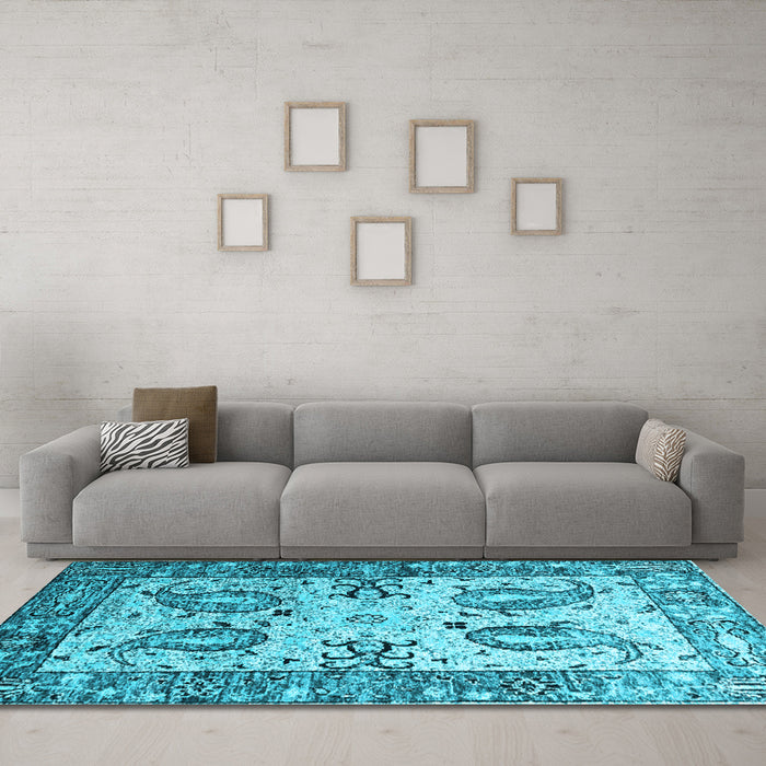 Machine Washable Abstract Light Blue Contemporary Rug in a Living Room, wshcon2557lblu