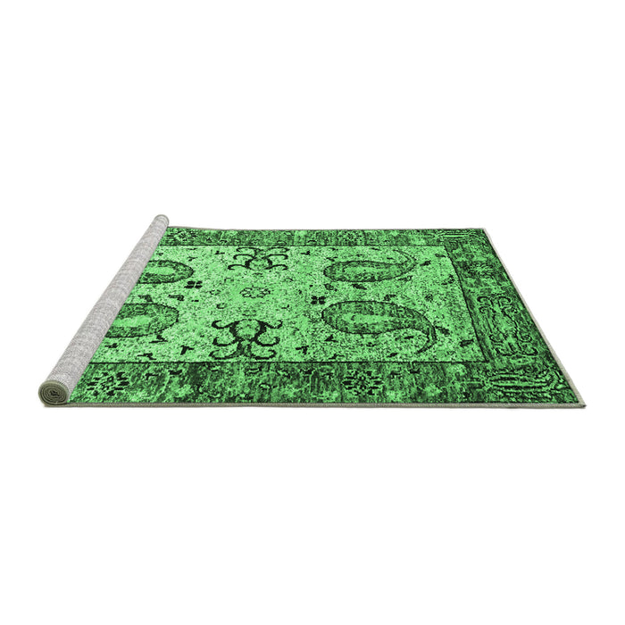 Sideview of Machine Washable Abstract Emerald Green Contemporary Area Rugs, wshcon2557emgrn