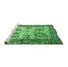 Sideview of Machine Washable Abstract Emerald Green Contemporary Area Rugs, wshcon2557emgrn