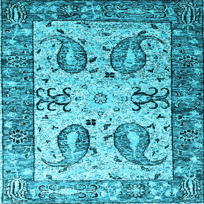 Square Abstract Light Blue Contemporary Rug, con2557lblu