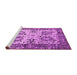 Sideview of Machine Washable Abstract Pink Contemporary Rug, wshcon2557pnk