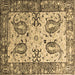 Square Machine Washable Abstract Brown Contemporary Rug, wshcon2557brn