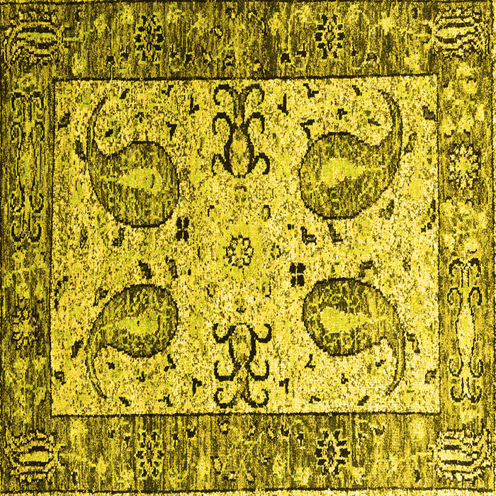 Square Abstract Yellow Contemporary Rug, con2557yw