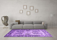 Machine Washable Abstract Purple Contemporary Rug, wshcon2557pur