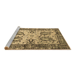 Sideview of Machine Washable Abstract Brown Contemporary Rug, wshcon2557brn