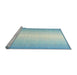 Serging Thickness of Machine Washable Contemporary Magic Mint Green Rug, wshcon2558