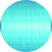 Round Machine Washable Abstract Turquoise Contemporary Area Rugs, wshcon2558turq