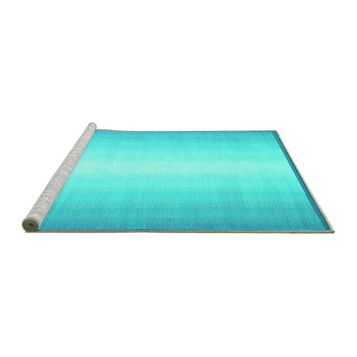 Sideview of Machine Washable Abstract Turquoise Contemporary Area Rugs, wshcon2558turq