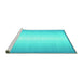 Sideview of Machine Washable Abstract Turquoise Contemporary Area Rugs, wshcon2558turq