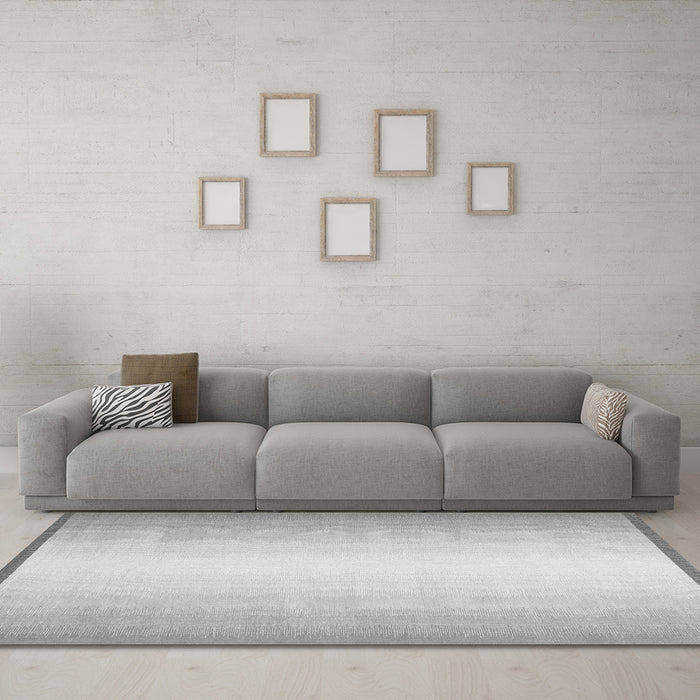 Machine Washable Abstract Gray Contemporary Rug in a Living Room,, wshcon2558gry