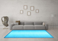 Machine Washable Abstract Light Blue Contemporary Rug, wshcon2558lblu