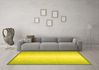 Machine Washable Abstract Yellow Contemporary Rug, wshcon2558yw