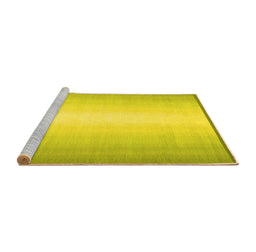Sideview of Machine Washable Abstract Yellow Contemporary Rug, wshcon2558yw