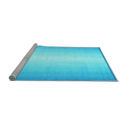 Sideview of Machine Washable Abstract Light Blue Contemporary Rug, wshcon2558lblu