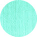 Round Solid Turquoise Modern Rug, con2559turq