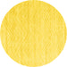 Round Machine Washable Solid Yellow Modern Rug, wshcon2559yw