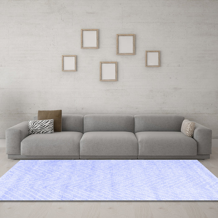 Machine Washable Solid Blue Modern Rug in a Living Room, wshcon2559blu