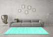Machine Washable Solid Turquoise Modern Area Rugs in a Living Room,, wshcon2559turq